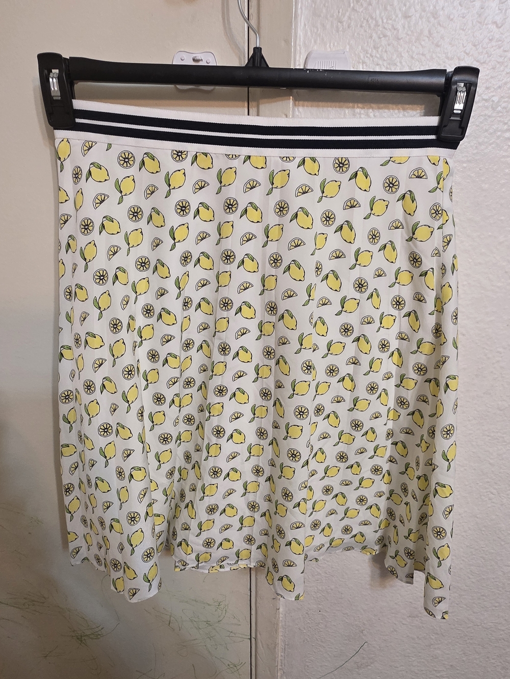 J. Crew Yellow Lemon-Print Skater Skirt on Cream